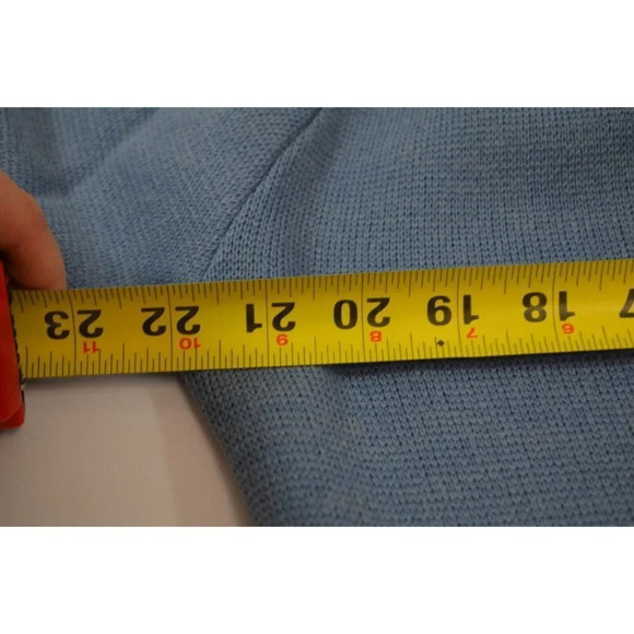 Warren  Knit Mens Large V-Neck Sweater 1980s NWT Cluett Canada Wool Blend Blue - Picture 10 of 11